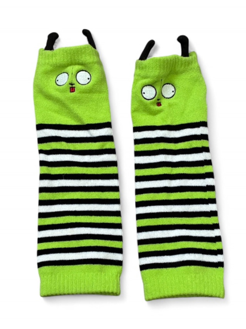 Nickelodeon Invader Zim Gr Striped Arm Warmer Fingerless Gloves